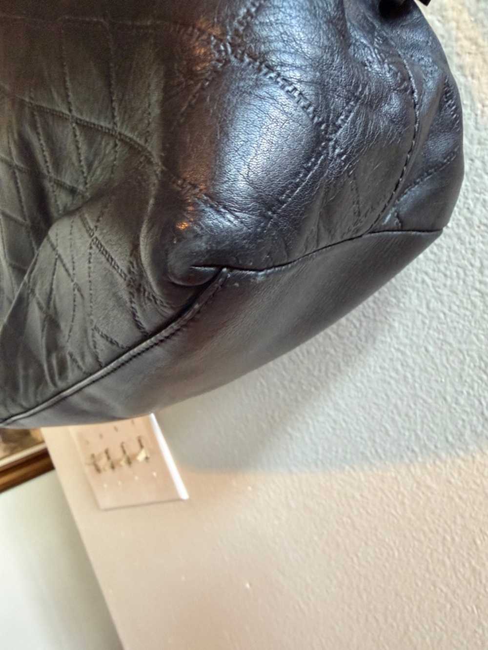 Tory Burch Quilted Black Leather Tote with Gold Logo - Picture 3 of 11